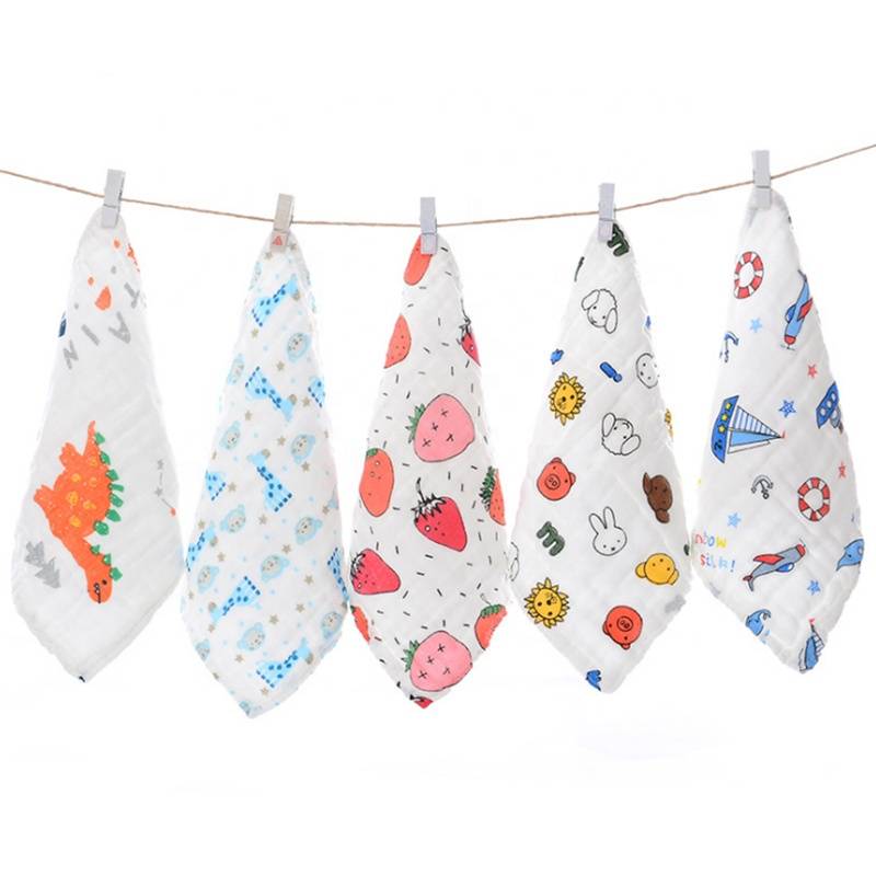 Amazon Hot Selling 100% Cotton Baby Muslin Soft Face Towel Newborn Baby Muslin Face Cloth