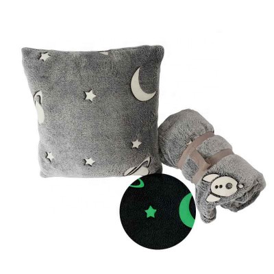 New Design Solar System flannel fleece luminous cushion and glow in the dark Throw for kids